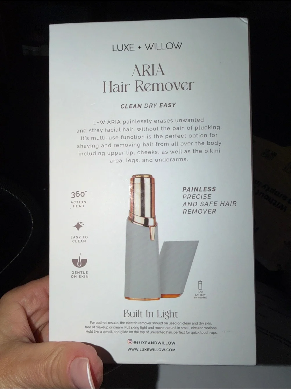 ARIA Hair Remover Portable ~Facial Benefits galore LED Light NWT in Box